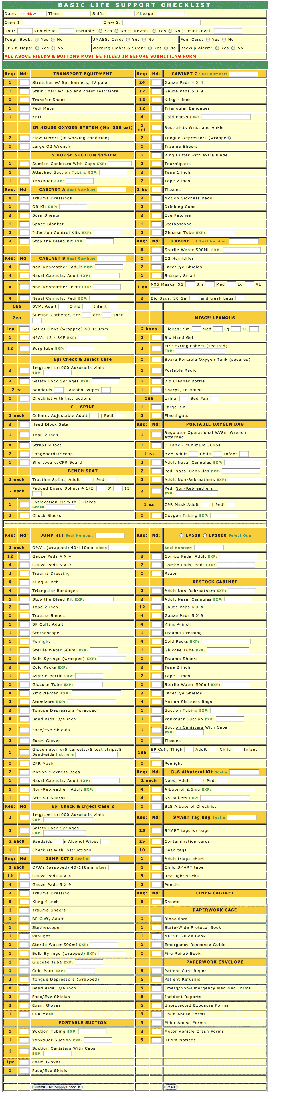 ALS Checklist